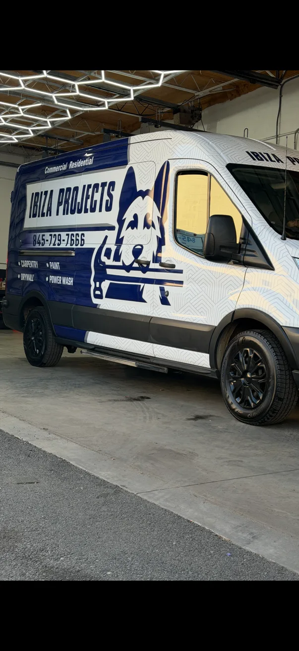 Commercial vehicle wrap installation for a business fleet
